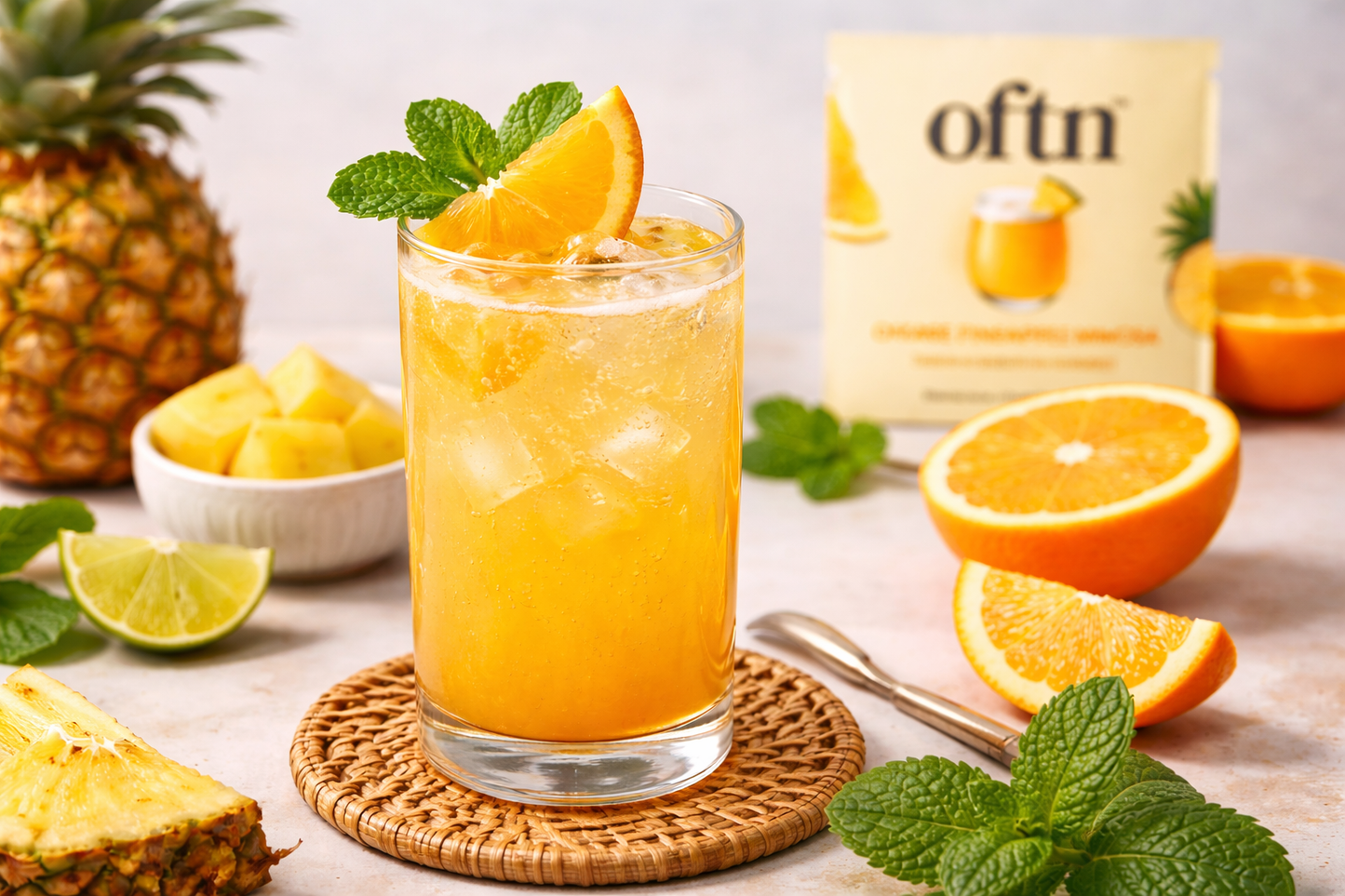 Pineapple Sunset Spritz (Low Sugar Tropical Cocktail Recipe)