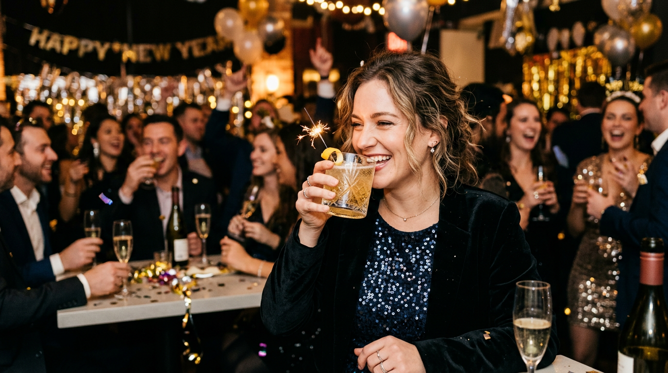 New Year's Eve cocktails and champagne toast