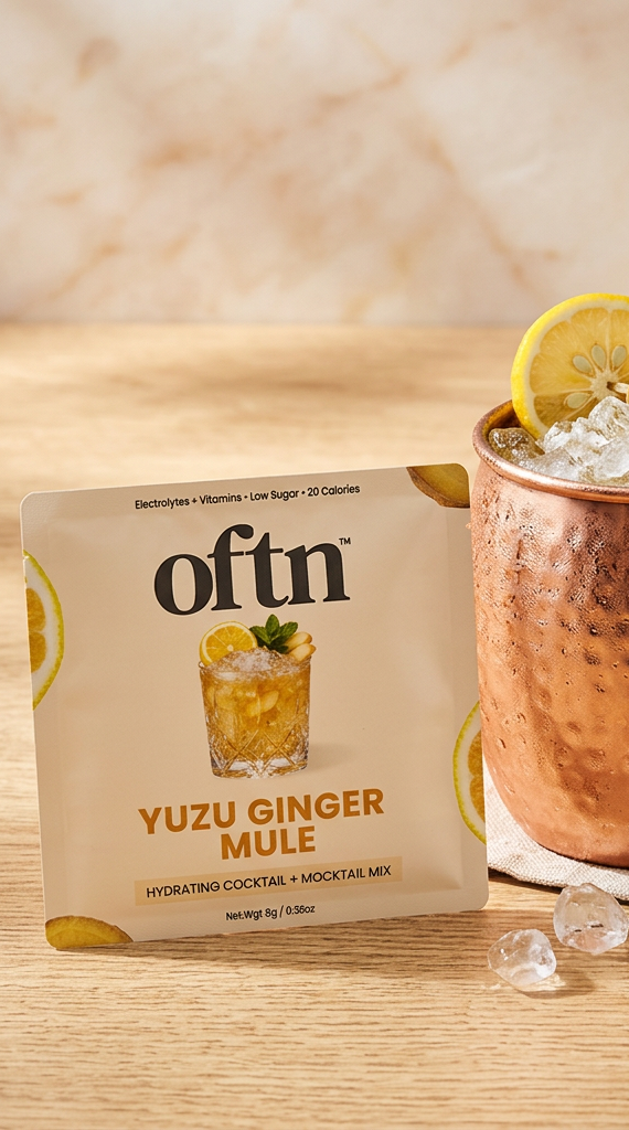 OFTN Yuzu Ginger Mule cocktail and mocktail